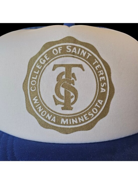 VTG Saint Teresa Catholic Womens College Foam Trucker Hat Blue Snapback 80s main image 7